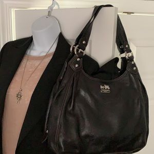 Coach black with silver purse